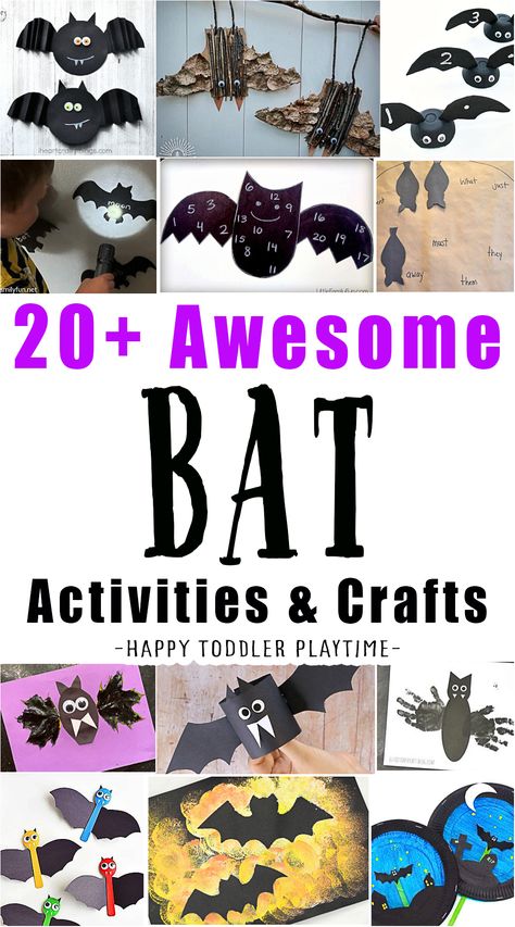 Halloween Bat Crafts For Toddlers, Bats Crafts Preschool, Bat Activities For Kids, Bat Crafts, Bats Activities, Halloween Bats Crafts, Easy Learning Activities, Bats For Kids, Halloween Lesson