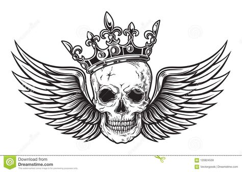 Crown Wings Tattoo, Skull With Wings Tattoo, Chest Tattoo Drawings, Skull With Wings, Skull Crown, Tattoo Chest, Crown Tattoo Design, Aquarius Tattoo, Wing Tattoo Designs