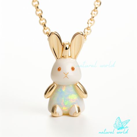 Bunny Items, Handmade Rabbit, Bunny Pendant, Opal Eyes, Rabbit Jewelry, Rabbit Charm, Rabbit Pendant, Pretty Jewelry, Eye Stone