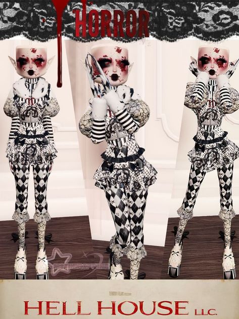 Di Eldritch Horror Outfit, Art The Clown Dress To Impress, Dress To Impress Eldritch Horror Theme, Di Eldritch Horror, Dress To Impress Theme Eldritch Horror, Scary Dti Outfit, Roblox Clown Outfit Codes, Eldrich Horror Dti, Dti Theme Horror