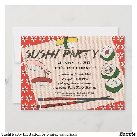 Sushi Dinner Party, Japanese Kids, Sushi Party, Colorful Invitations, Christmas Brunch, Surprise Party, Colored Envelopes, Invitation Sizes, Invite Your Friends