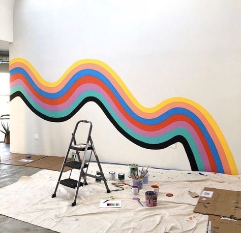 Wall Paint Aesthetic, Paint Aesthetic, Wall Murals Diy, Chasing Rainbows, School Murals, Bedroom Wall Paint, Room Decor Wall, Mural Wall Art, Room Inspiration Bedroom