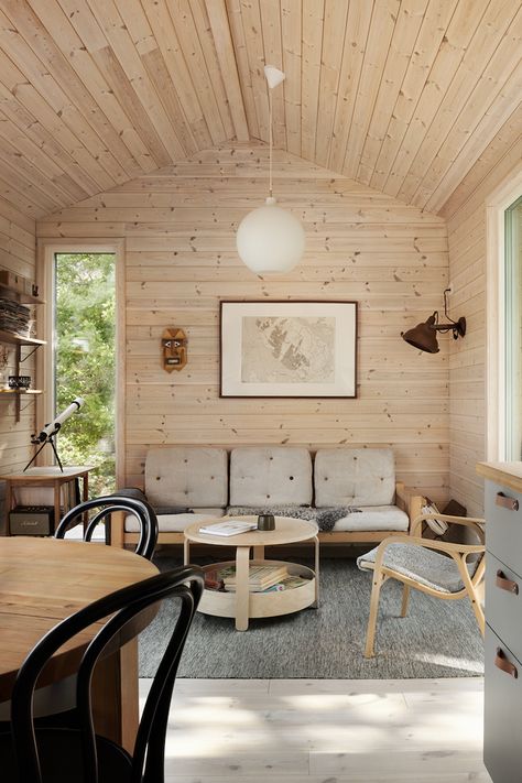 my scandinavian home: A Swedish Cabin Retreat for a Blended Family Swedish Cabin, Small Summer House, Light Green Kitchen, Swedish Homes, Norwegian House, Scandinavian Cabin, My Scandinavian Home, Swedish Decor, Chalet Interior