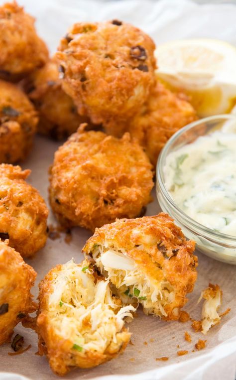 Maryland Crab Fluff: The best deep-fried crab cakes you’ve never had. Crab Fluff Recipe, Deep Fried Crab Cakes, Baltimore Crab Cakes, Old Bay Crab Cakes, Fried Crab Cakes, Friday Recipes, Fried Crab, Pub Night, Seafood Meals