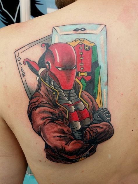 Dc Comics Tattoos Sleeve, Dc Redhood Tattoo, Jason Todd Tattoo, Jason Todd Tattoo Ideas, Dc Comics Tattoos Ideas, Red Hood Tattoo Ideas, Red Hood Tattoo, Dc Comics Tattoos, Dc Tattoo Ideas