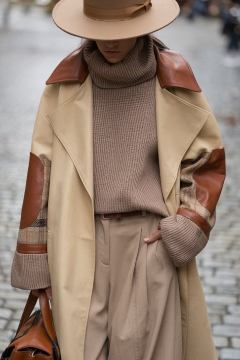 Layered Neutrals Outfit, European Fall Outfits 2024, Oversize Trench Coat Outfit, Oversized Trench, Oversized Trench Coat, Jeans Outfit Fall, Trendy Fall Outfits, Stylish Boots, Knit Turtleneck