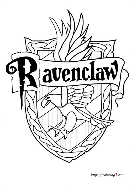 Harry Potter Ravenclaw Coloring Pages - 2 Free Coloring Sheets (2021) Harry Potter Stencils, Ravenclaw Colors, Harry Potter Houses Crests, Harry Potter Coloring Pages, Silhouette Disney, Harry Potter Crest, Harry Potter Printables Free, Harry Potter Colors, Harry Potter Pop