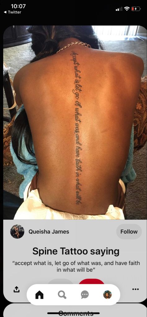 Spine Tattoos For Black Women, Girl Spine Tattoos, Cute Tats, Tattoos For Women Half Sleeve, Spine Tattoos For Women, Shoulder Tattoos, Bible Women, Shoulder Tattoos For Women, Spine Tattoo