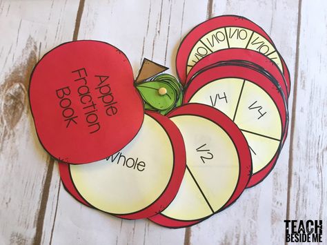 Maths Fractions Activities, Fraction Math Projects, Fraction Crafts 3rd Grade, Fraction Art 3rd, Apple Fractions, Fractions Project, Fraction Project, Fractions Craft, Waldorf Fractions