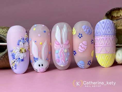 Easter Nails Design Spring, Easter Nails Easy, Easter Nail Art Designs, April Nails, Unghie Nail Art, Easter Nail, Madam Glam, Bunny Nails, Milky Nails