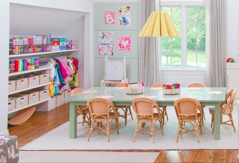 Kids Homework Room, Homework Room, Sweet Home Style, Colorful Playroom, Baby Playroom, Home Edit, Throwing It Back, Playroom Storage, Playroom Design