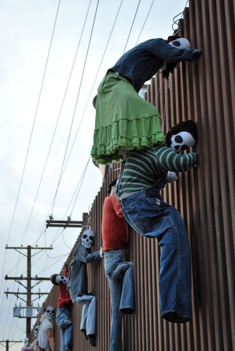 https://flic.kr/p/7fpRi5 | US-Mexico Border day of the dead 2 "Dia del muerto" | Urban celebration of “Dia de muertos” (day of the dead) @ the Mexico-US Border in Mexicali BC Mexico border with Calexico CA US. Us Mexico Border, Border Art, Mexico Border, Spanish Posters, Day Of Dead, Spanish Lesson Plans, Ap Spanish, Spanish Culture, Skull Painting