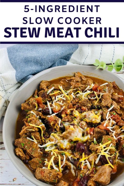 Stew Meat Chili Crockpot, Slow Cooker Stew Meat, Stew Meat Chili, Slow Cooker Ground Beef Stew, Stew Meat Recipes Crock Pot, Chili With Stew Meat, Slow Cooker Beef Recipes, Ground Turkey Chili Recipe, Stew Beef Chili