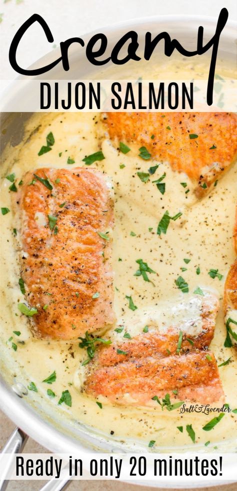 Crockpot Salmon, Tuscan Salmon Recipe, Dijon Salmon, Creamy Dijon, Salmon Dinner, Baked Salmon Recipes, Fish Dinner, Dinner Recipes Easy Quick, Easy Comfort Food