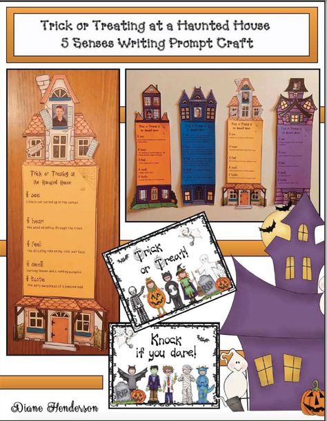 Haunted House 5 Senses Writing Prompt Craft 5 Senses Writing, Haunted House Writing, Halloween Craftivity, Haunted House Craft, Halloween Writing Prompts, 5 Senses Activities, Fun Writing Prompts, Halloween Writing, Senses Activities