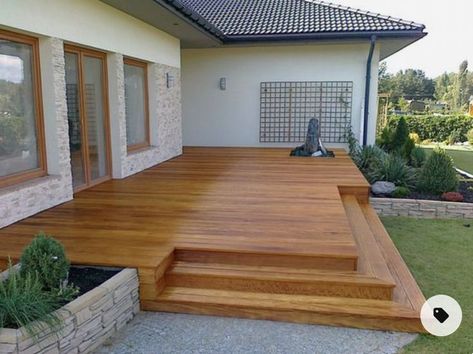 Low Wooden Deck, Deck Without Railing, Low Deck Designs, Small Backyard Decks, Deck Makeover, Modern Deck, Patio Deck Designs, Wooden Deck, Deck Designs Backyard