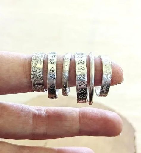 Make Your Own Silver Ring Jewellery Workshop Silver Ring Making Ideas, Hand Made Silver Ring, Silver Ring Inspiration, Silver Handmade Rings, Silver Clay Ring Ideas, Silver Ring Handmade, Silver Clay Jewelry Ideas, Diy Silver Rings, Silver Clay Ring