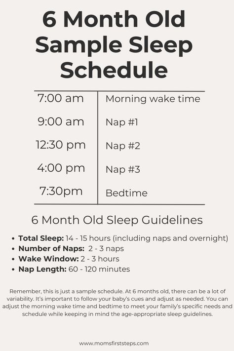 Sleep schedule for 6 month old baby plus expert tips to implement 6 month nap schedule. This sleep schedule for a 6 month old is age-appropriate and can be customized to fit your family's specific schedule and 6 month baby routine. Perfect for families looking for a 6 month nap schedule. 6 month sleep schedule 3 naps for 6 month old schedule sleep. Schedule For 4 Month Old, Schedule For 6 Month Old, 4 Month Sleep Schedule, 6 Month Sleep Schedule, 3 Month Old Schedule, Sleep Schedule For Baby, 7 Month Old Sleep, 6 Month Old Schedule, 3 Month Old Sleep