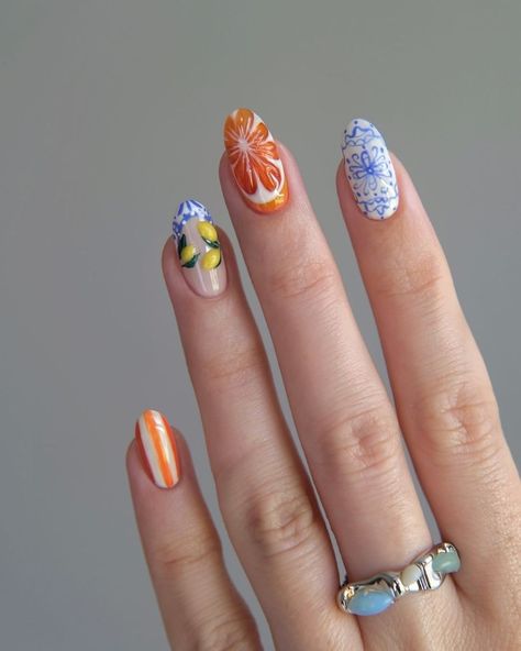 Which nail art best represents your summer? 1. “Who’s coming to the market with me?” 🍅 @yeswhatnails 2. Stuck in the city 🚊 @iksoxo 3. “Happy hour ?” 🍹@daiane_nails123 4. Dolce vita 🍋 @amberjhnails 5. Lazy day 🥱 @soph_builds_nails 6. Olympic mood 🏅wendidimus 7. Staying in the water till I wrinkle 💦 @soph_builds_nails 8. Watermelon obsession 🍉 @nailedbytav Nail Idea Fall, Fall Nail Inspo Coffin, Short Nail Acrylic, Nails Inspo Fall, Gel Fall Nails, Nail Inspo Coffin, Nail Art Designs Fall, Fall Nail Idea, Fall Nails Trendy