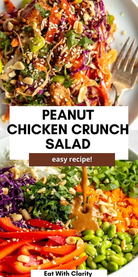 Simple Meal Prep Lunch, High Protein Salad, Crispy Sesame Chicken, Simple Meal Prep, High Protein Gluten Free, High Protein Salads, Crunch Salad, Thai Peanut Chicken, Asian Chicken Salads