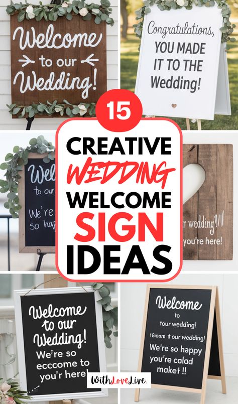 Looking for the perfect way to greet your guests? Check out these creative wedding welcome sign ideas! 💐🥳 From playful to sophisticated, find the design that speaks to you. Create a warm atmosphere that sets the mood for your celebration! 💞 Save this pin for later inspiration! Welcome Signage Wedding, Wedding Welcome Sign Ideas, Welcome Sign Ideas, Welcome Signage, Signage Wedding, Wedding Guest Outfit Winter, Wedding Welcome Board, Winter Wedding Guests, Enchanted Wedding