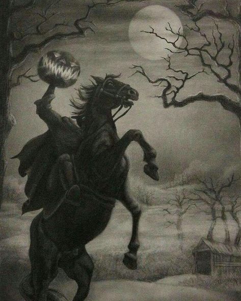 Sleepy Hollow 🎃👻. . . #halloween #darkartist #darkart #halloweenmakeup #halloween🎃 #halloween2017🎃 #strange #weird #vintage #oldschool… Sleepy Hollow Halloween, Images Terrifiantes, The Legend Of Sleepy Hollow, Legend Of Sleepy Hollow, Horror Vintage, Halloween Kunst, Headless Horseman, Halloween Artwork, Horror Themes