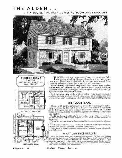 The Sears Alden--an Omnipresent Garrison Colonial. Vintage House Plans 1930s, Two Story Modular Homes, Houses In Chicago, Garrison Colonial, Sears House Plans, Garrison House, Sears Homes, Dutch Colonial Homes, Queen Anne House