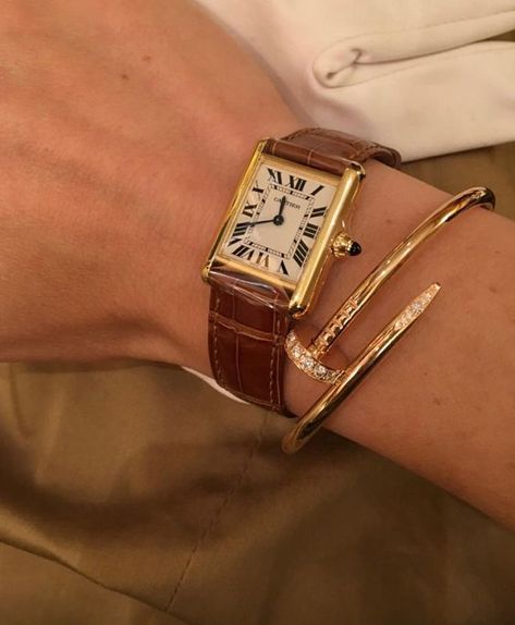 Watch Stack, Cartier Tank Louis, Cartier Watches Women, Classy Watch, Vintage Watches Women, Luxe Jewelry, Cartier Tank, Dope Jewelry, Cartier Watch