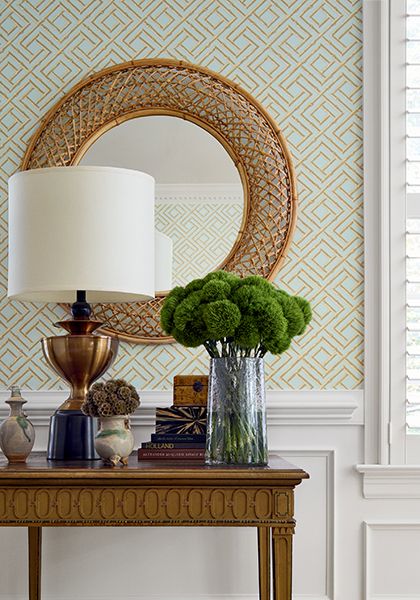 Thibaut Trellis Wallpaper, Bamboo Trellis Wallpaper, Foyer Wallpaper, Lattice Wallpaper, Thibaut Fabric, Wallcovering Design, Thibaut Wallpaper, Bamboo Trellis, Look Wallpaper