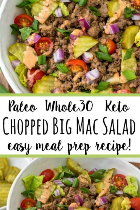 Paleo Salad, Paleo Salad Recipes, Big Mac Salad, Cheap Clean Eating, Mac Salad, Paleo Salads, Beef Taco, Taco Salads, Quick Lunch