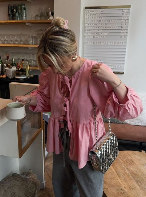 Tie Front Blouse Outfit, Pink Top Outfit, Peplum Top Outfits, 2024 Outfits, Modest Skirts, Online Clothing Store, Tie Front Blouse, Summer Fits, Business Meeting