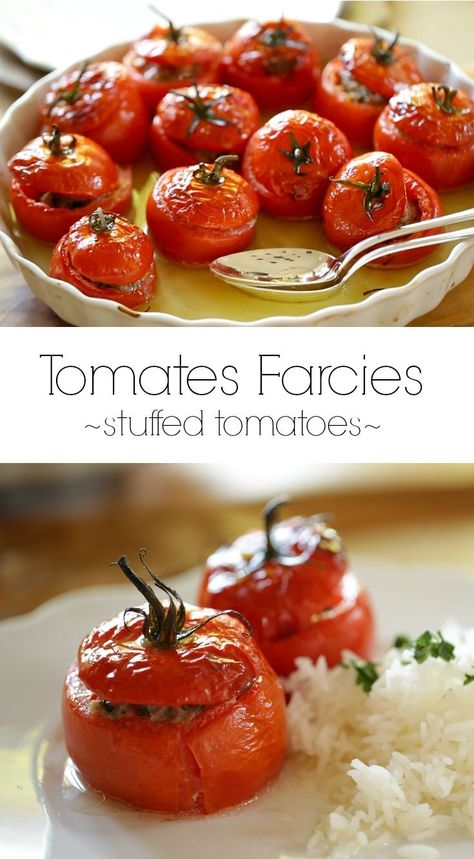 A wonderful Sunday Night Dinner Idea! Includes vid… Summer Entertaining Recipes, Sunday Night Dinner, Stuffed Tomatoes, Fresh Tomato Recipes, French Recipes, Sunday Recipes, In The Summertime, Easy Summer Meals, Fall Dinner Recipes