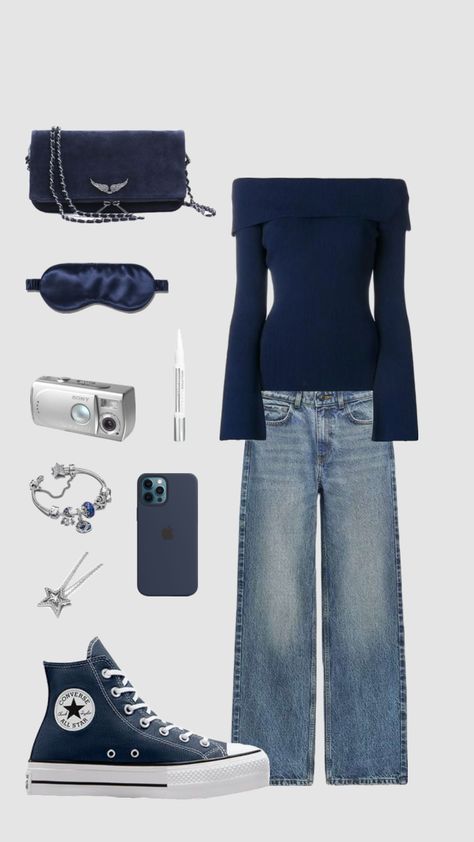 Outfit inspo #outfitinspo #vintage #beauty #vibes #navy #outfit Outfit With Blue Converse, Navy Blue Converse Outfit, Navy Converse Outfit, Stockholm Outfit, Parisian Wardrobe, Navy Blue Outfit, Beauty Vibes, Downtown Outfits, Navy Outfit