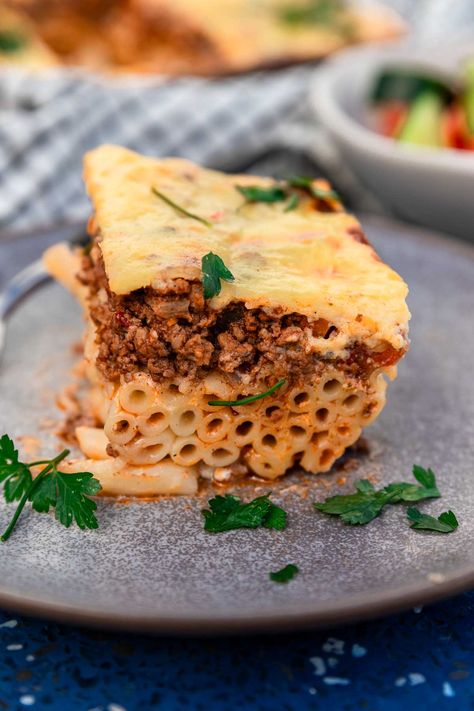 Authentic pastitsio - the ultimate Greek comfort food! With its satisfying layers of pasta, ragu & béchamel, it's Greece's answer to lasagna! Greek Pastitsio Recipe, Pastichio Recipe Greek, Lebanese Pasta, Pastichio Recipe, Authentic Pastitsio Recipe, Pastitsio Recipe, Pasta Ragu, Greek Pastitsio, Tube Pasta