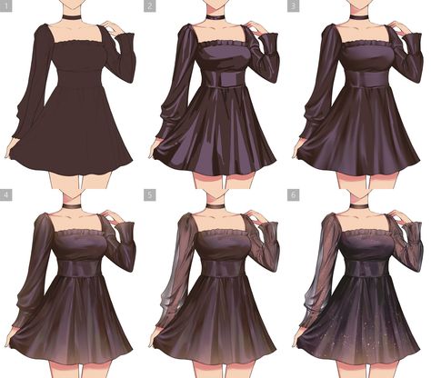 Shading Clothes, Clothes Drawing, Digital Art Beginner, Drawing Anime Clothes, Dress Sketches, Dress Drawing, Anime Dress, Poses References, Digital Painting Tutorials