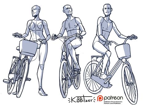 Riding bike reference sheet -PREVIEW- | kibbitzer on Patreon Person Tying Shoes Pose, Riding A Bike Drawing Reference, Anime Riding Bike, Riding Bike Drawing Reference, Biking Reference, Riding A Bike Reference, Riding Bike Reference, Reading Reference Pose, Riding A Bike Drawing