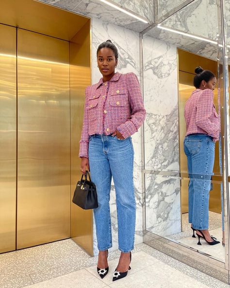 Boucle Jacket Outfit, Crop Blazer Outfit, Tweed Blazer Outfit, Cropped Blazer Outfit, Cropped Jacket Outfit, Tweed Jacket Outfit, Jacket Trend, Lunch Outfit, Jacket Outfit Women