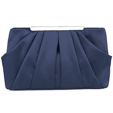 Womens Pleated Satin Evening Handbag Clutch Navy Clutch, Gatsby Costume, Crystal Handbag, 1920s Outfits, Wedding Cocktail Party, Clutch Bag Wedding, Wedding Cocktail, Theme Color, Commuter Bag