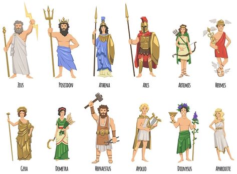 Greek God Symbols - The Symbols of Power Mythology Characters, Ancient Greece Mythology, Greek Mythology Characters, Greece Mythology, Circus Characters, Greek Mythology Gods, Ancient Greek Gods, Greek Gods And Goddesses, Greek And Roman Mythology