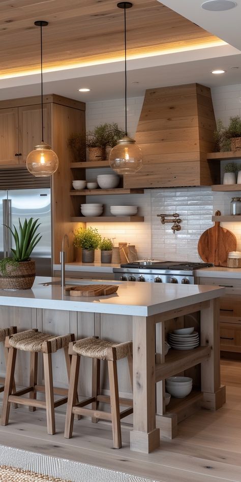 Tiny Cottage Design Ideas, Modern Rustic Style Homes, Timber Toffee Cabinets, Rustic Kitchen Modern, House Design Rustic Modern, Lake House Small Kitchen, Wooden Farmhouse Kitchen, Grey And Wood Kitchens, Natural Style Kitchen