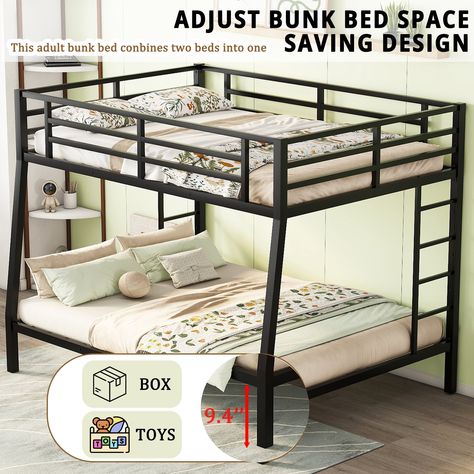 Zimtown Twin over Twin Steel Bunk Beds Frame, 78" x 42" x 65" with Ladder Bedroom Dorm Room for Kids Adult Children Ladder Bedroom, Beds Frame, Queen Bunk Bed, Lower Bed, Queen Size Bunk Beds, Bunk Bed Frame, Queen Bunk Beds, Metal Bunk Bed, Bed Twin