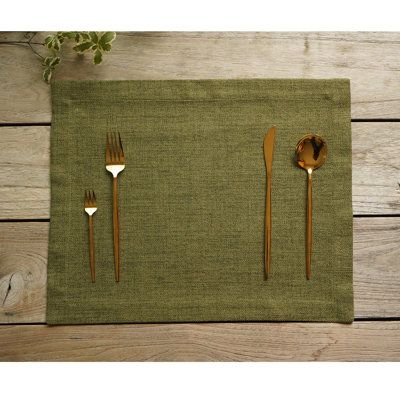 Add a touch of Textured Solid Color placemat set to any table setting with this luxuriously textured linen placemats . It comes in a stunning colors for the perfect finishing touch. Latitude Run® Color: Olive Green | Latitude Run® Andreane Stain Resistant Fabric Placemat 18.0 H x 14.0 W x 0.05 D in grayPolyester in Olive Green | 14" W X 18" L X 0.05" D | Wayfair Fabric Napkin, Stain Resistant Fabric, Linen Placemats, Placemat Sets, Gracie Oaks, Solid Colour, Green Fabric, Style Guide, Green Leather