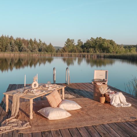 a picnic on the dock for two 🤍 are we a part of your summer plans? if not, we should be! message us to book your one of a kind picnic! 🧺 Dock Proposal, Dock Picnic, Pick Nick, Picnic For Two, Summer Plans, A Picnic, Red Barn, Paradise, Lake