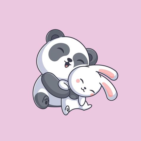 Panda Drawings, Panda Sketch, Hug Cartoon, Hugging Drawing, Cute Panda Drawing, Panda Hug, Cute Panda Cartoon, Panda Images, Animal Hugs