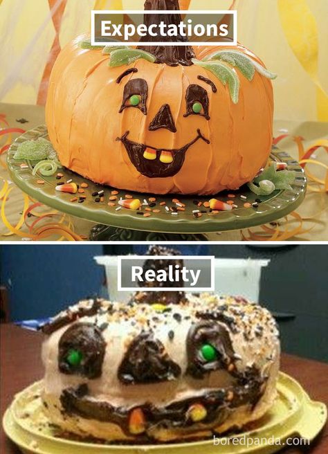 Funny-cake-fails-expectations-reality Baking Fails, Bad Cakes, Cooking Fails, Ugly Cakes, Cake Fails, Fail Nails, Diy Fails, Food Fails, Blonde Jokes