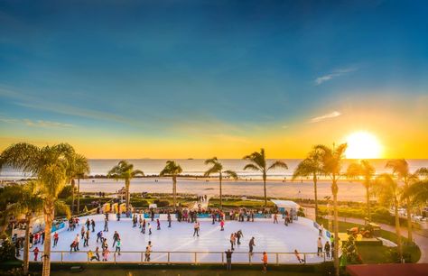 5 Places to Go Ice Skating in La Jolla (and San Diego) - San Diego Bucket List, San Diego Activities, Outdoor Ice Skating, Polynesian Village Resort, Polynesian Village, Hotel Del Coronado, Family Resorts, Balboa Park, Holiday Travel