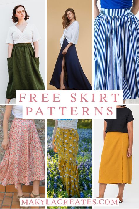 10+ Free Skirt Sewing Patterns - Makyla Creates Skirt Patterns Sewing Free, Skirt Sewing Patterns, Free Skirt Pattern, Sewing Patterns For Women, Skirt Pattern Free, Skirt Patterns, Start Sewing, Sewing Tops, Sewing Projects Clothes