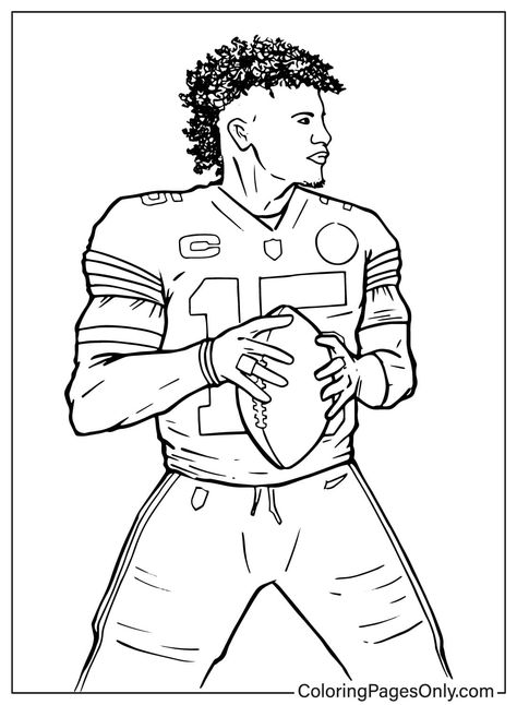 Patrick Mahomes Coloring Pages, Free Printable Kansas City Chiefs Coloring Pages, Justin Jefferson Coloring Page, Kansas City Chiefs Coloring Pages, Chiefs Coloring Pages, Football Coloring, Drawing Outlines, Adult Coloring Sheets, Spongebob Coloring