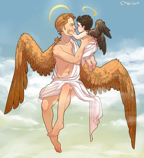 Gabriel & Castiel Gabriel Spn, Castiel Fanart, Gabriel Supernatural, Supernatural Angels, Supernatural Ships, Supernatural Comic, Supernatural Fan Art, Supernatural Art, Supernatural Pictures