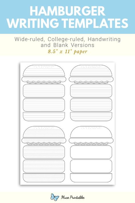 Hamburger Writing Template, Hamburger Writing, Writing Power, Handwriting Lines, Writing Template, Lined Writing Paper, 4th Grade Classroom, Writing Templates, Reading Groups